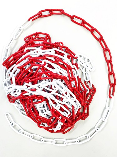 Absperrkette rot weiß 30m - absperrkette, rot-weiß