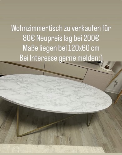 Ovaler couchtisch marmoriert - ovaler,