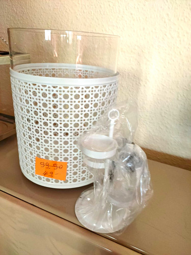 Windlicht rund metall glas - rund, metall/glas